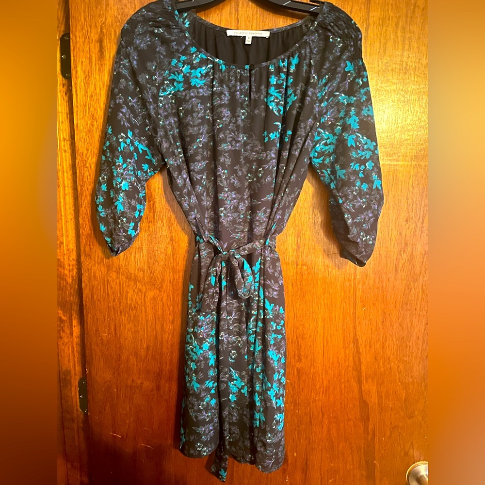Black floral front tie dress by Collective Concepts